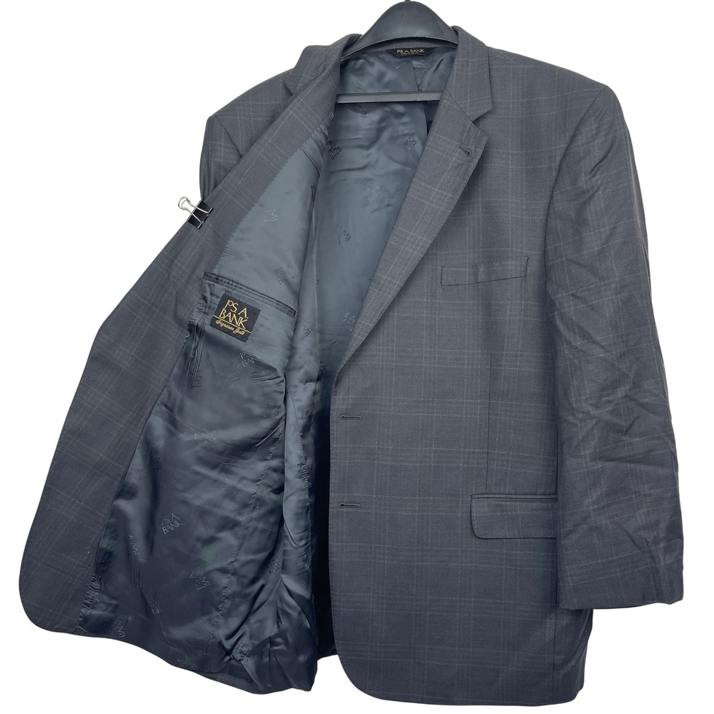 Jos A Bank Signature Gold Grey Plaid Mens 50R Silk Wool Blazer Sport Coat Jacket